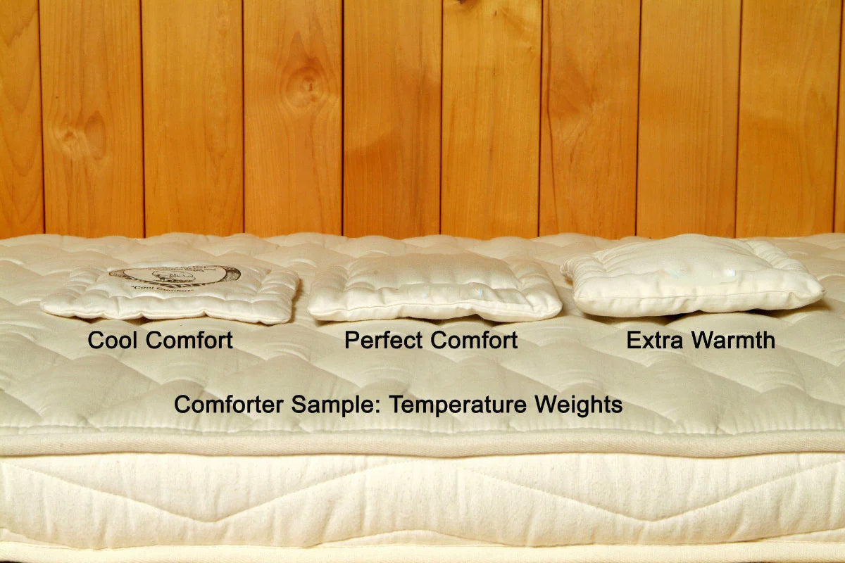 Organic wool comforter from Holy Lamb Organics, plush and cozy bedding for a comfortable bedroom setup.