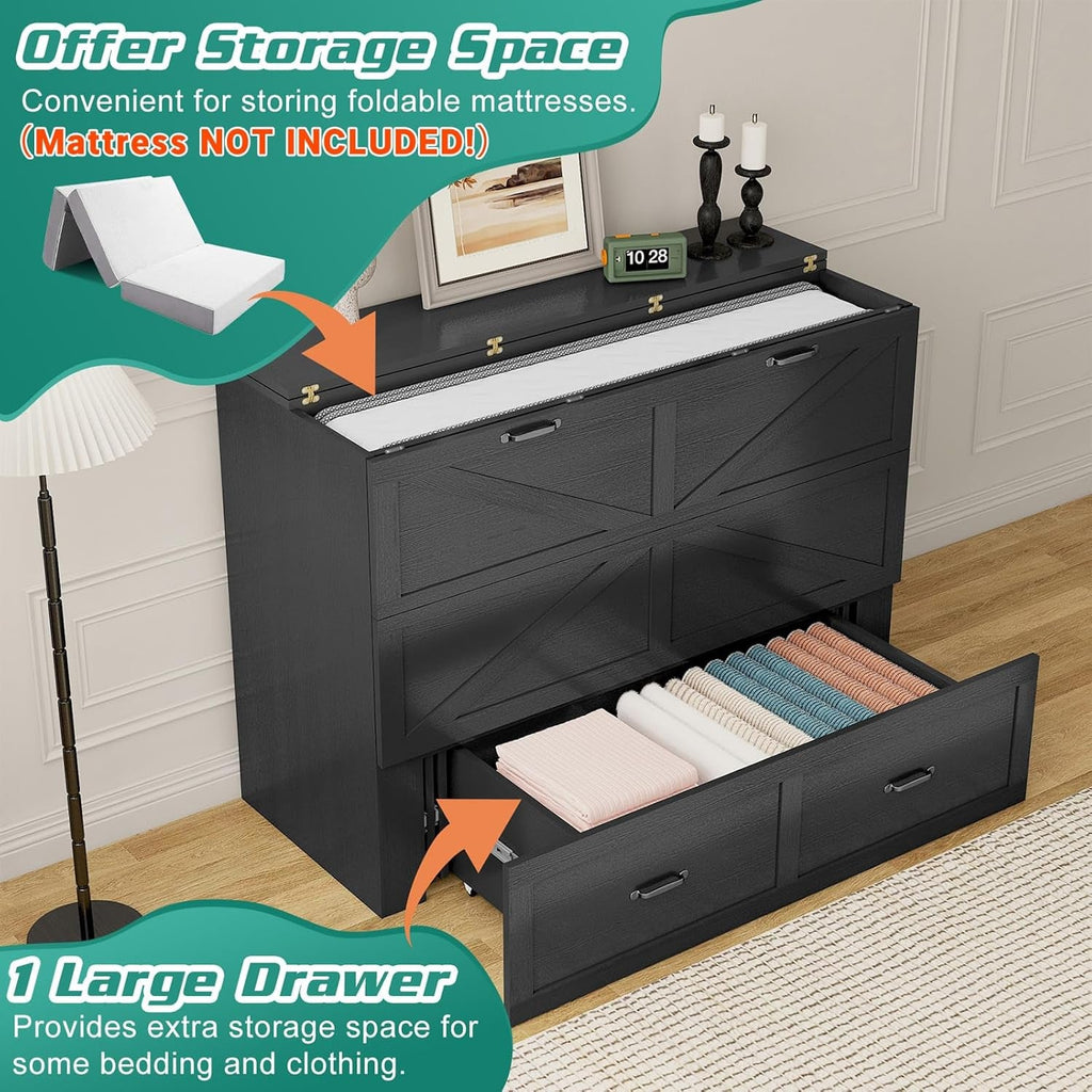 Full Size Murphy Chest Bed With Charging Station Durable Build - PM Bedding Store