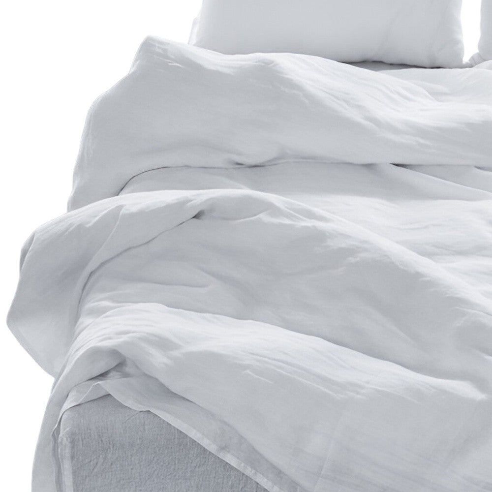 Four Piece White Linen Queen Sheet Set - PM Bedding Store