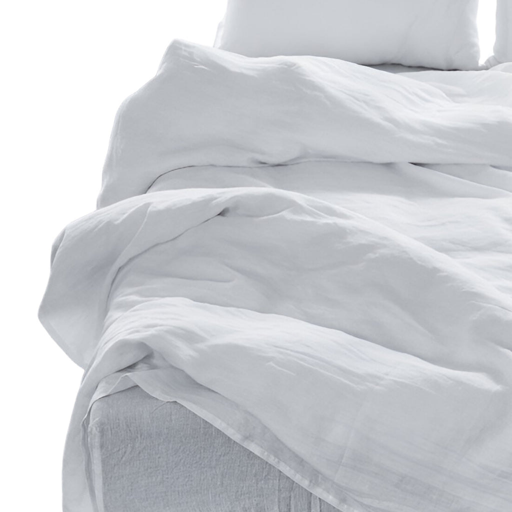 Four Piece White Linen Queen Sheet Set - PM Bedding Store