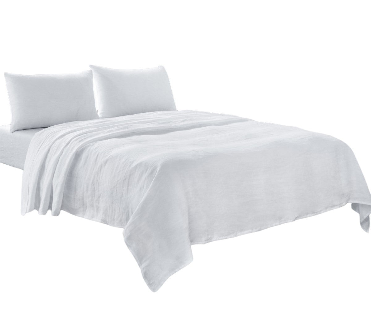 Four Piece White Linen Queen Sheet Set - PM Bedding Store
