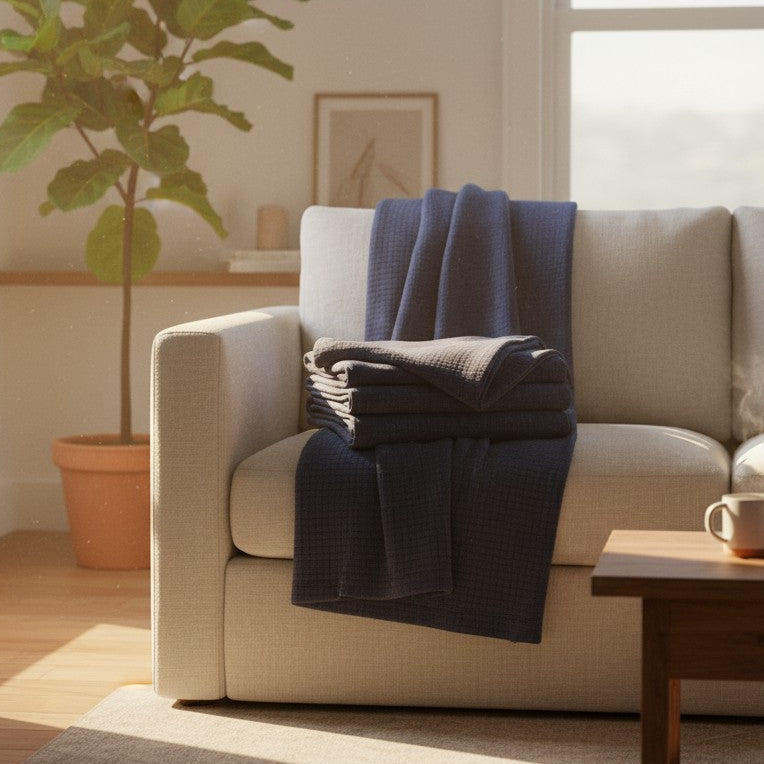 BPS Collection Grid Pattern Fleece Blankets - PM Bedding Store