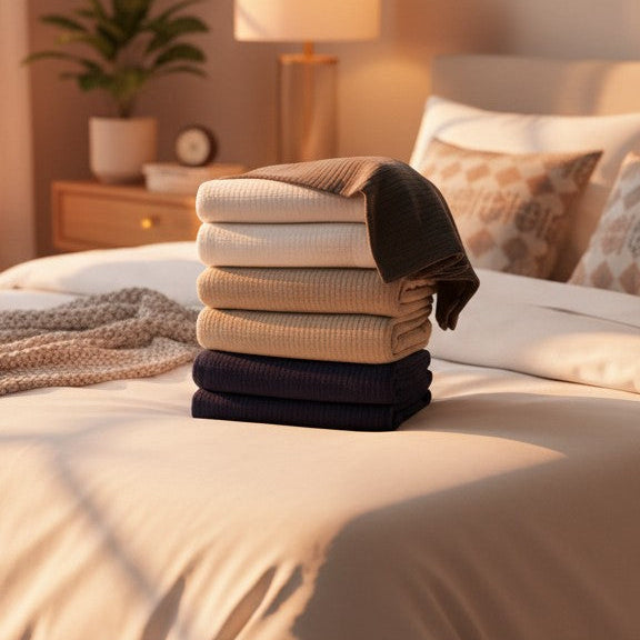 BPS Collection Grid Pattern Fleece Blankets - PM Bedding Store