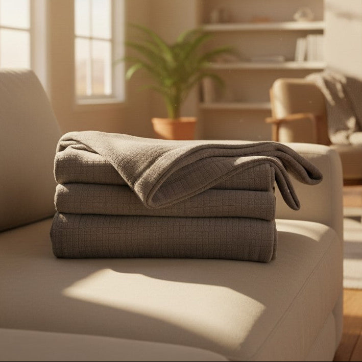 BPS Collection Grid Pattern Fleece Blankets - PM Bedding Store