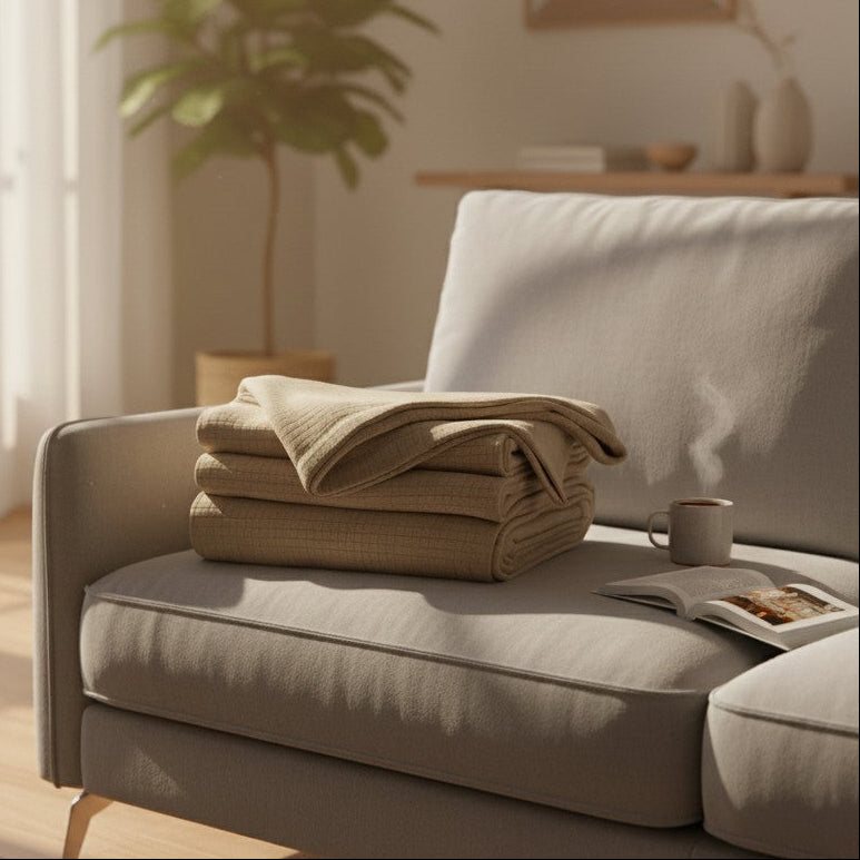 BPS Collection Grid Pattern Fleece Blankets - PM Bedding Store