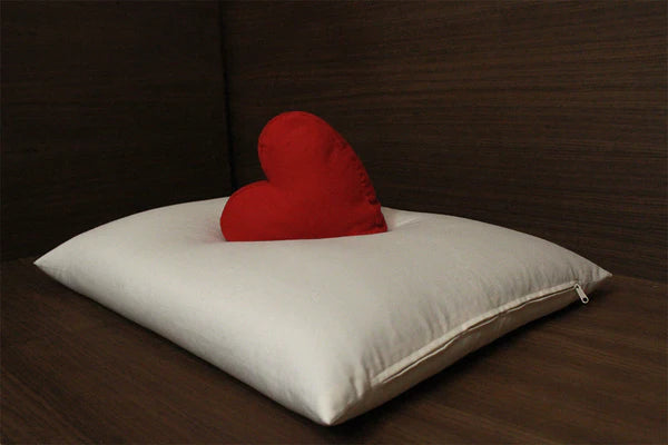 Buckwheat hull pillow from Soaring Heart featuring natural buckwheat-filled pillow with a soft fabric cover.