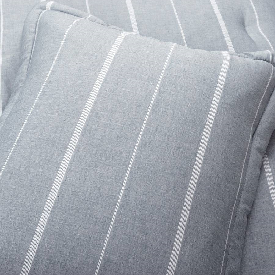 Full/Queen Blue Grey Off-White Stripe 3-Piece Lightweight Comforter Set - PM Bedding Store