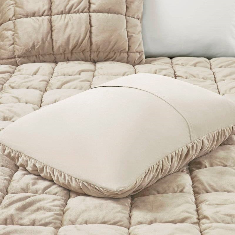 Full/Queen Beige Velvety Soft Down Alternative Comforter Set - PM Bedding Store