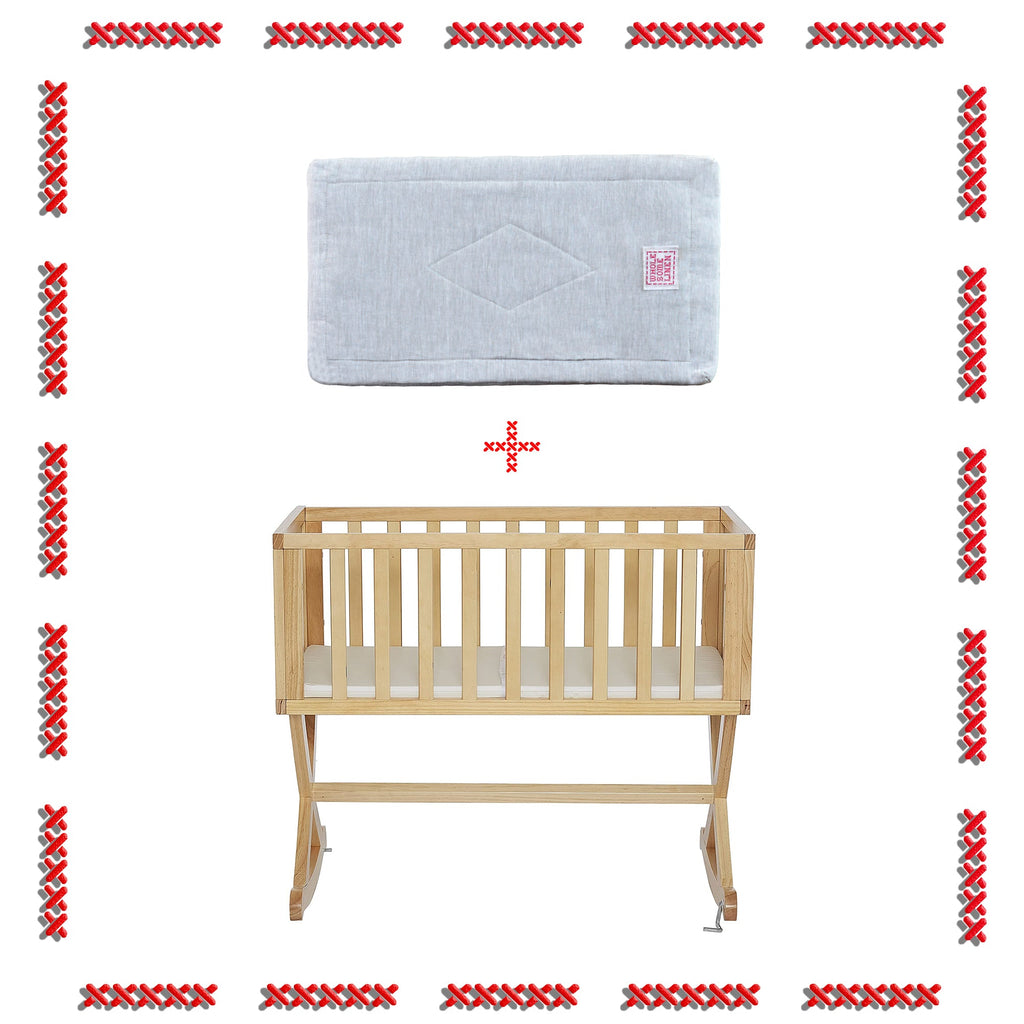 Organic Flax Cradle Mattress Pad 18x36 with Waterproof Zip Cover