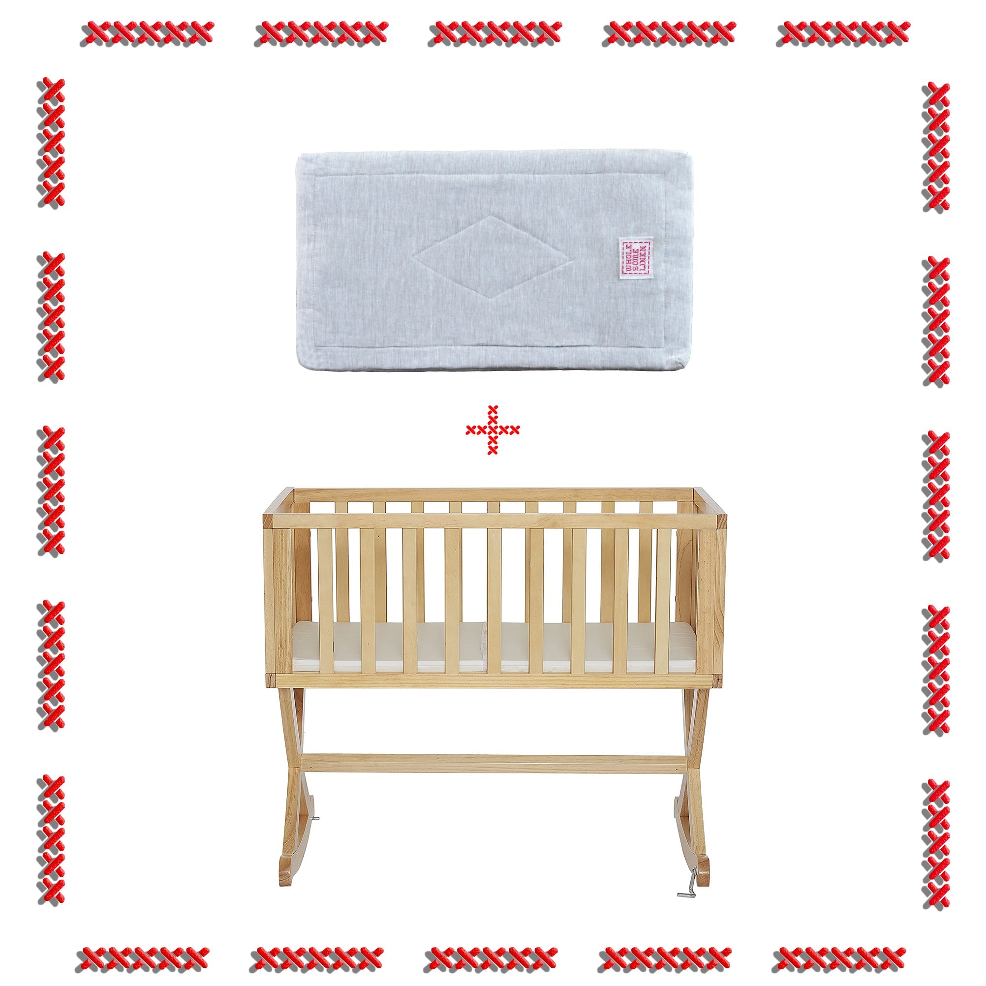 Organic Flax Cradle Mattress Pad 18x36 with Waterproof Zip Cover