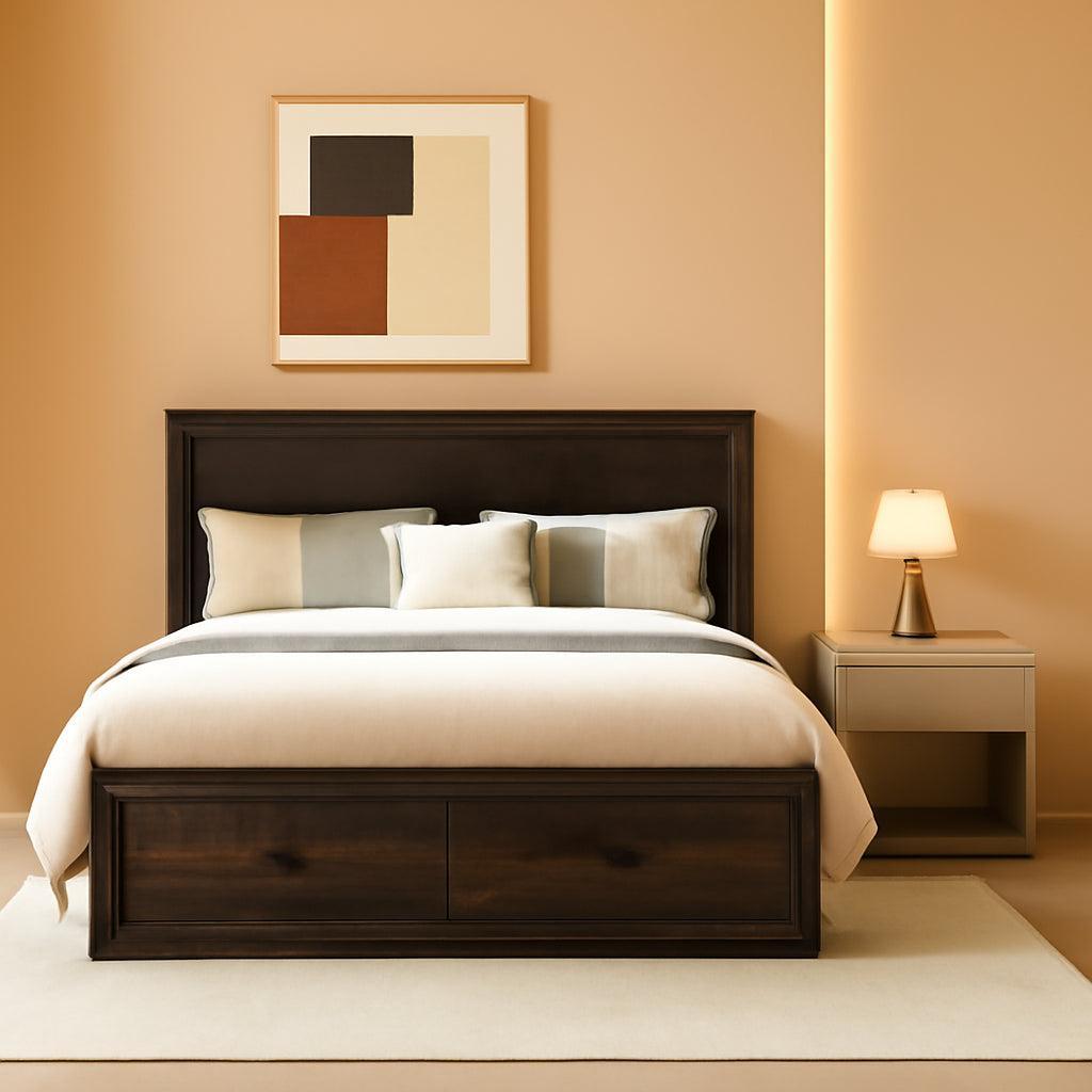 Black Oak Murphy Bed Cabinet With USB Charging Station Queen Size - PM Bedding Store