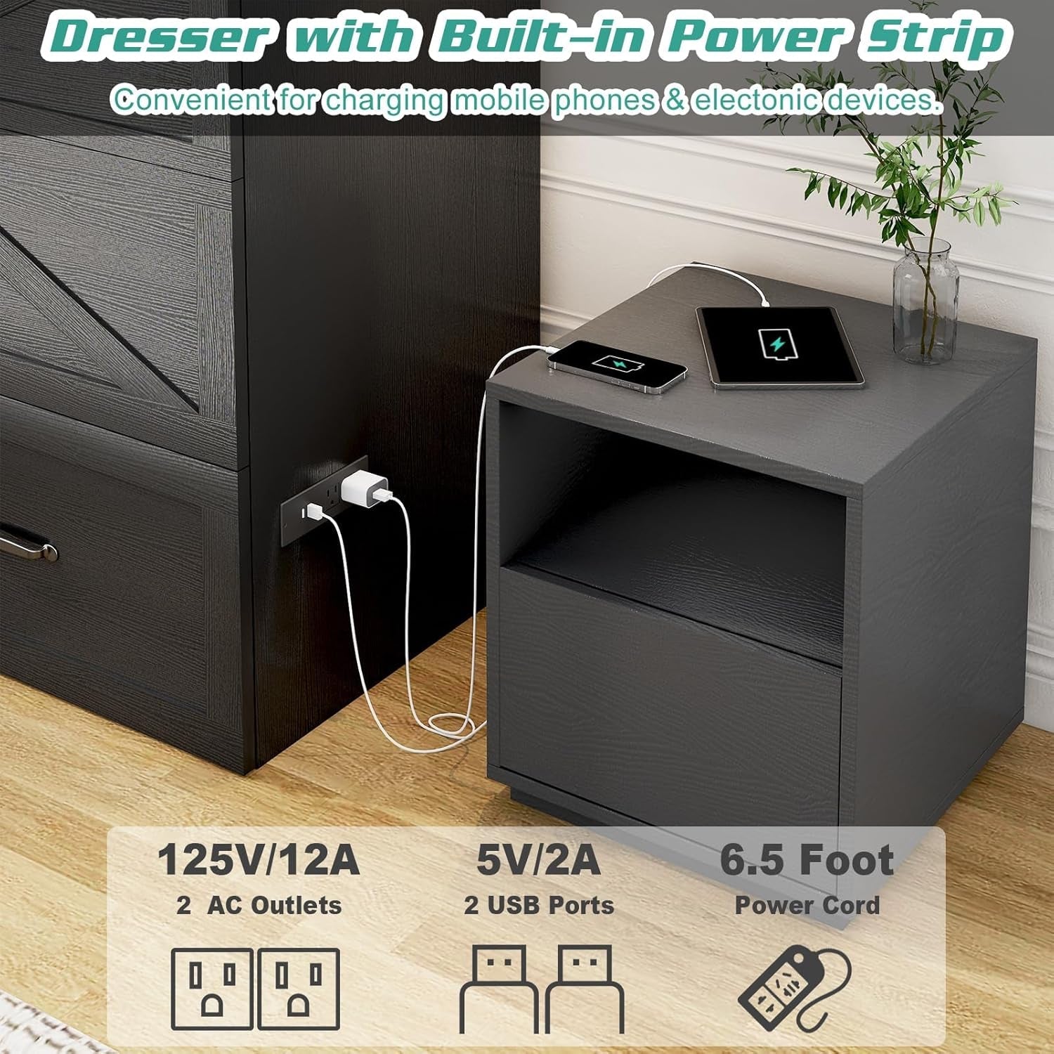 Full Size Murphy Chest Bed With Charging Station Durable Build - PM Bedding Store