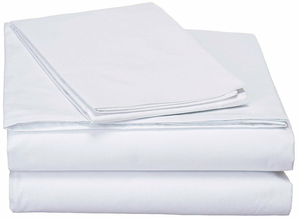 DaDa Bedding White Soft Fitted & Flat Bed Sheets w/ Pillow Cases Set (FSFS098765) - PM Bedding Store