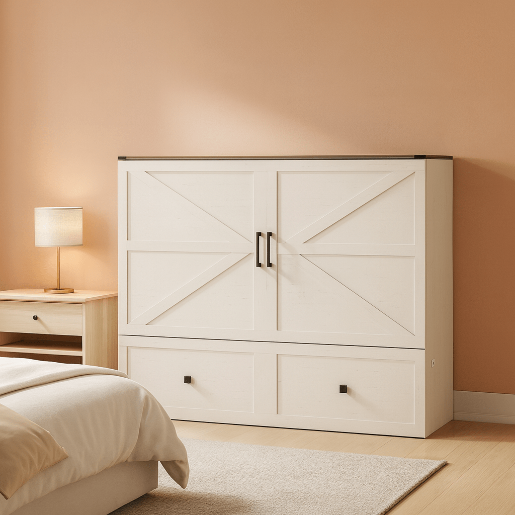 Queen Murphy Bed With Storage And Charging Station-2