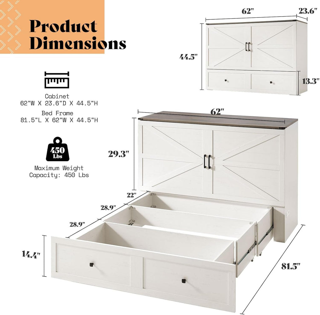 Queen Murphy Bed With Storage And Charging Station-4