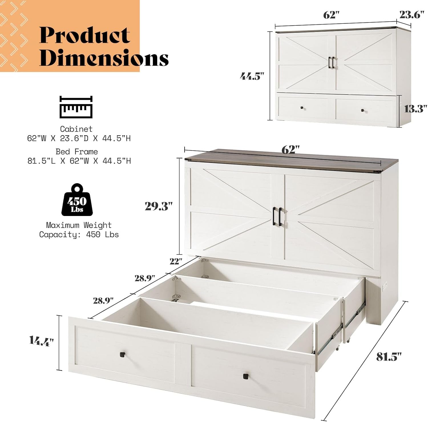 Queen Murphy Bed With Storage And Charging Station-4