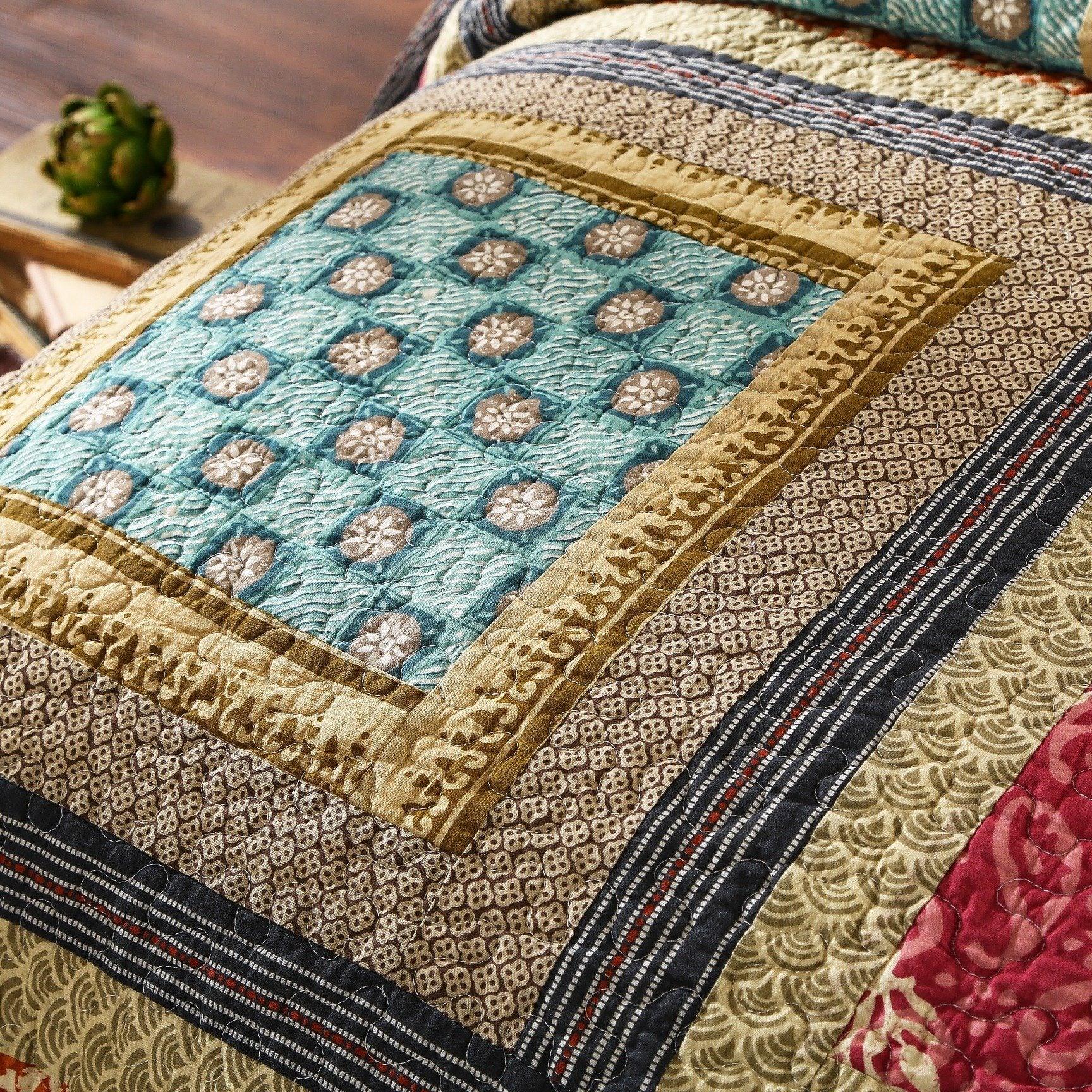 Dada Bedding Gallery of Roses Floral Bohemian Cotton Patchwork Bedspread Set (JHW-546) - PM Bedding Store